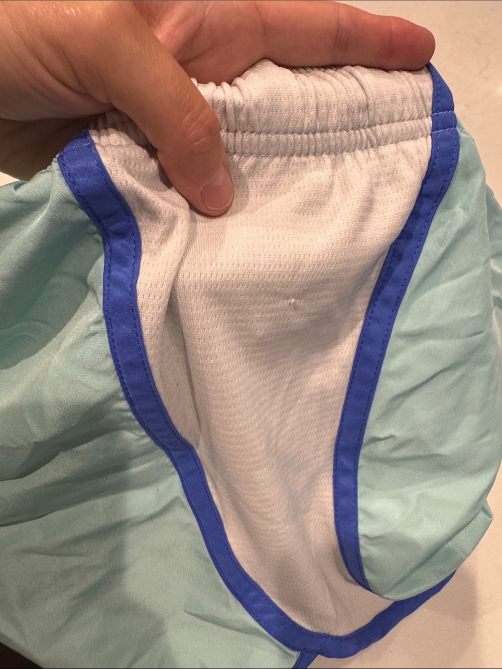 Classic Women's Athletic Shorts in Light Aqua with Blue Trim - Picture 7 of 7